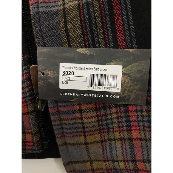 Women's Hooded Shacket Berber Lined Shirt Jacket Large Licorice Root Plaid NWT - Picture 4 of 8